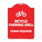 Signmission Bicycle Parking Area-Permit Required W/ Graphic, Red & White Aluminum Sign, 18" x 24", RW-1824-24324 A-DES-RW-1824-24324 - alternate 1